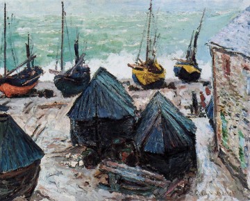  barco - Barcos en la playa Etretat Claude Monet